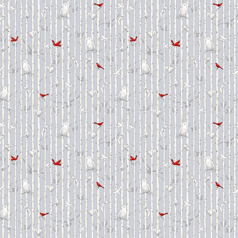 Winter White 7231-90 Gray Birch Stripe by Rebecca Canale for Studio e Fabrics