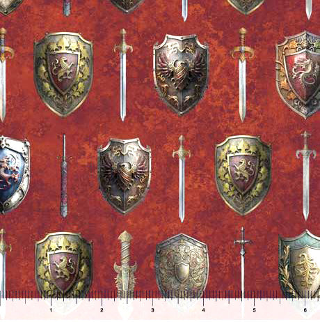 Wizards and Warriors 30241-T Rust Swords and Shields by Morris Creative Group for QT Fabrics