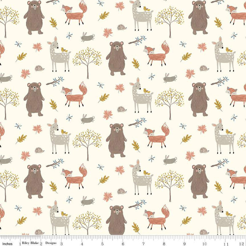 Woodland Creatures Flannel F16023-CREAM by RBD Designers for Riley Blake Designs.