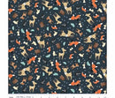 Woodland Flannel F10631-NAVY Animal Toss by Ben Byrd for Riley Blake Designs