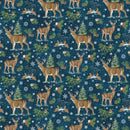 Woodland Woolies Flannel F27260-49 Navy Multi Deer 1 by Deborah Edwards for Northcott