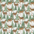 Woodland Woolies Flannel F27261-10 White Multi Deer 2 by Deborah Edwards for Northcott