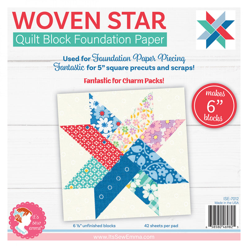 Woven Star Quilt Block Foundation Paper Pad - 6 Inch finished block size