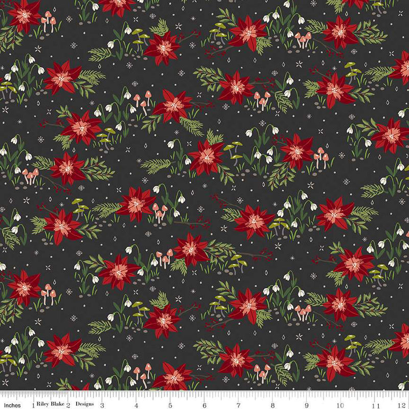 Yuletide Forest C13541-CHARCOAL Floral by Katherine Lenius for Riley Blake Designs