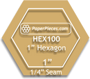 1" Hexagon Template with 1/4" Seam Allowance