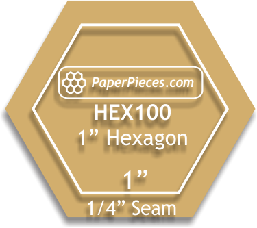 1" Hexagon Template with 1/4" Seam Allowance