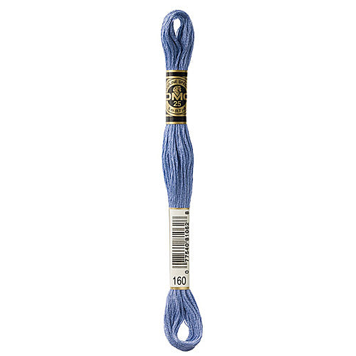 DMC Floss,Size 25, 8.7 yards per skein - 160 Medium Gray Blue