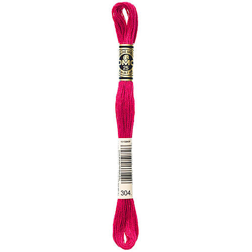 DMC Floss,Size 25, 8.7 yards per skein - 304 Medium Red