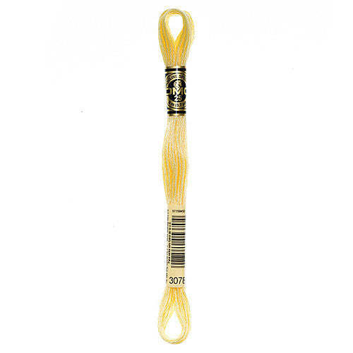 DMC Floss,Size 25, 8.7 yards per skein - 3078 Very Light Golden Yellow