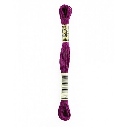 DMC Floss,Size 25, 8.7 yards per skein - 35 Very Dark Fuchsia