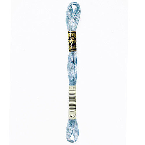 DMC Floss,Size 25, 8.7 yards per skein - 3752 Very Light Antique Blue
