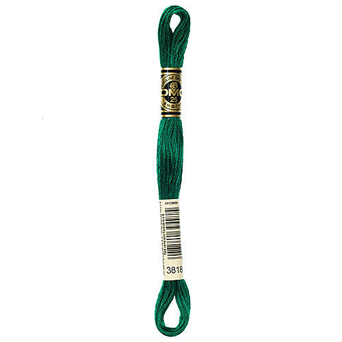 DMC Floss,Size 25, 8.7 yards per skein - 3818 Ultra Very Dark Emerald Green