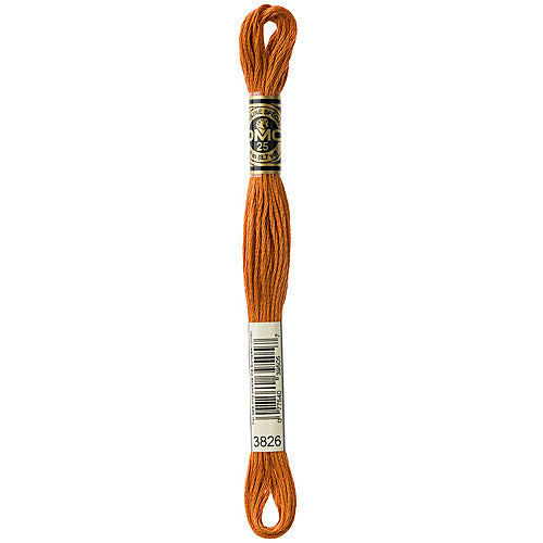 DMC Floss,Size 25, 8.7 yards per skein - 3826 Golden Brown