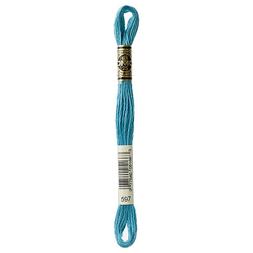 DMC Floss,Size 25, 8.7 yards per skein - 597 Turquoise