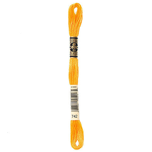 DMC Floss,Size 25, 8.7 yards per skein - 742 Light Tangerine