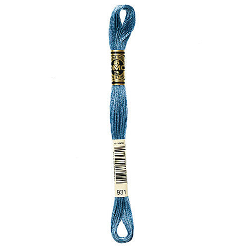 DMC Floss,Size 25, 8.7 yards per skein - 931 Medium Antique Blue