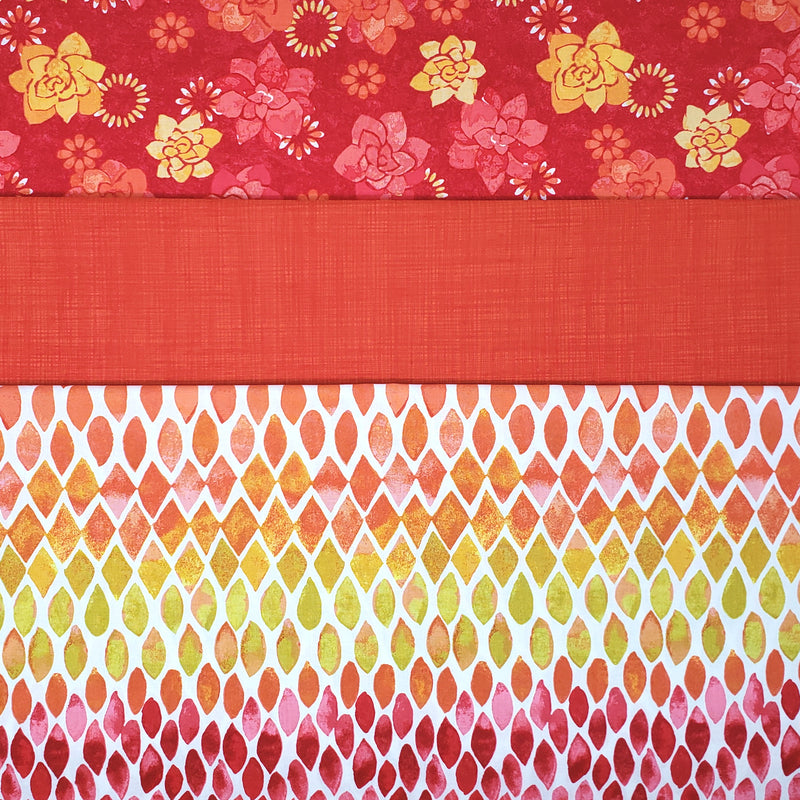3 Yard Fabric Bundle for Fabric Cafe Books/Patterns - Echevaria Orange (Printed Cotton)