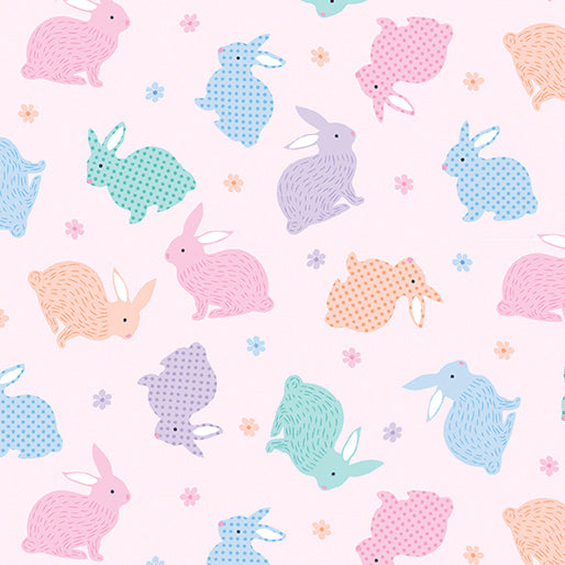 Love Bunny 8795-01 Pink Tossed Bunnies