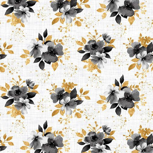 Watercolor Sketchbook 5094-49 Gray/Gold Small Bouquets