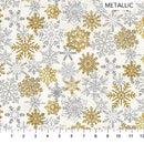 White Christmas Stonehenge 24203M-11 Neutral Gold Snowflakes Duotone - 0.46m (approx. 18") Remnant