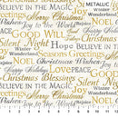 White Christmas Stonehenge 24204M-11 Neutral Gold Words