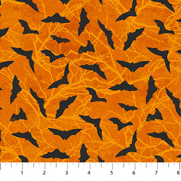 Black Cat Capers 24121-55 Orange Black Bats
