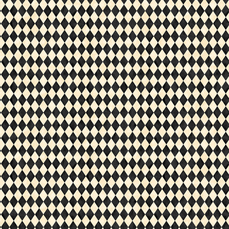 Black Cat Capers 24122-12 Beige Black Harlequin