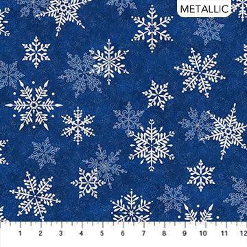 Shimmer Frost 24195M-46 Dark Blue-Silver Large Snowflakes