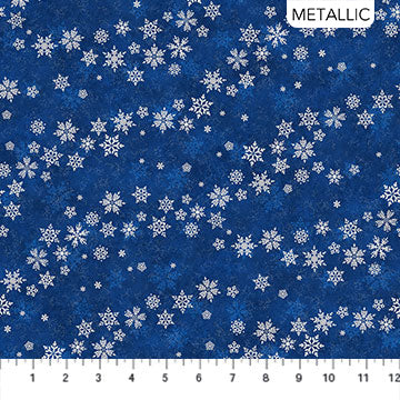 Shimmer Frost 24197M-46 Dark Blue-Silver Blowing Snowflakes