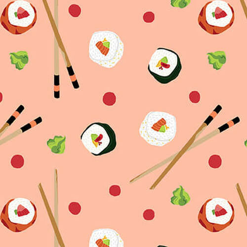 Soho Sushi 1589-30 Coral Sushi with Chopsticks