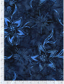 Tonga 4th of July Batik TONGA-B8786 NAVY Tropical Flowers & Star Bursts