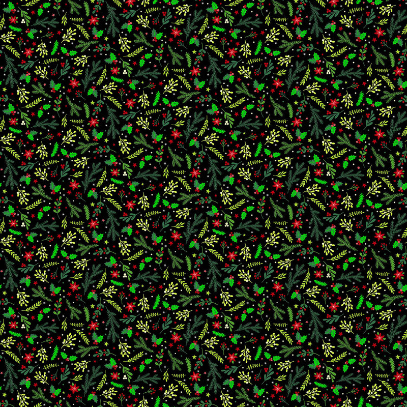 Christmas Magic 10031M-99 Holiday Greenery Black