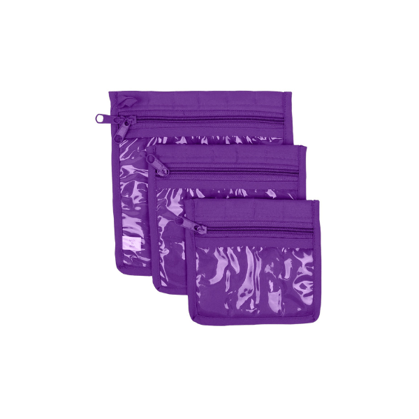 Set of Three Mini Zippered Yazzii Pouches - Purple