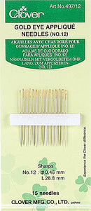 Clover Gold Eye AppliquÈ Needles - Size 12