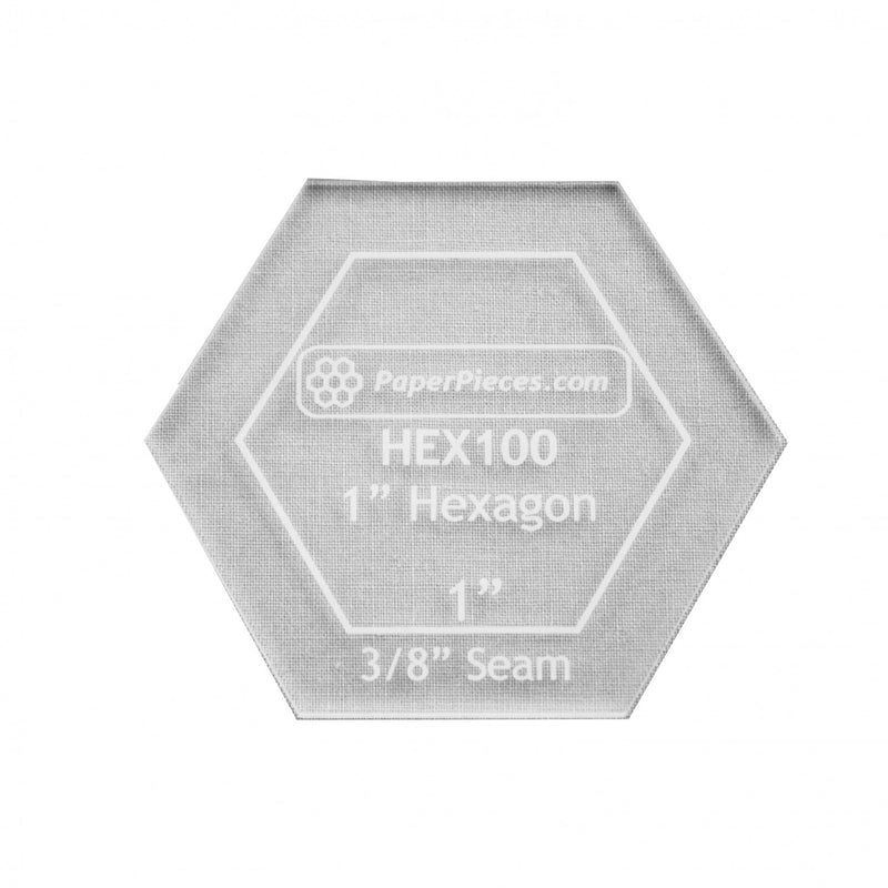 Acrylic 1 Inch Hexagon Template - 3/8" Seam Allowance