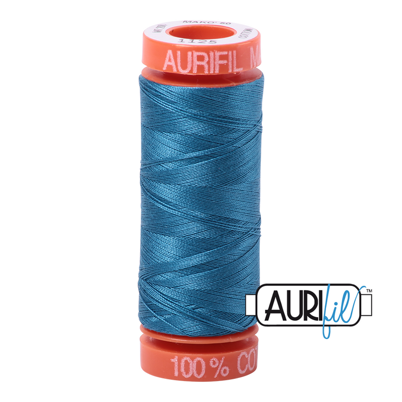 Aurifil Mako 50wt Cotton 200 m (220 yd.) spool - 1125 Medium Teal