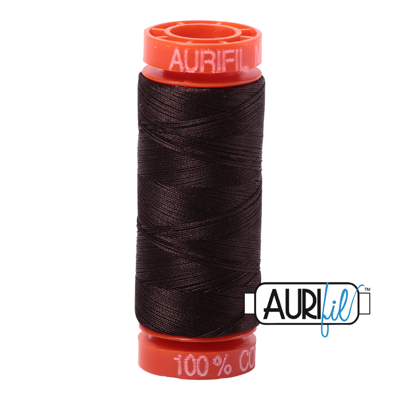 Aurifil Mako 50wt Cotton 200 m (220 yd.) spool - 1130 Very Dark Bark