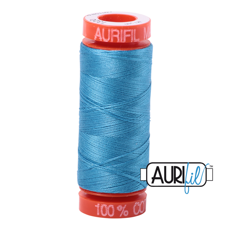 Aurifil Mako 50wt Cotton 200 m (220 yd.) spool - 1320 Bright Teal