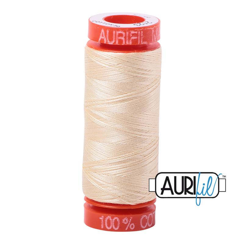 Aurifil Mako 50wt Cotton 200 m (220 yd.) spool - 2123 Butter