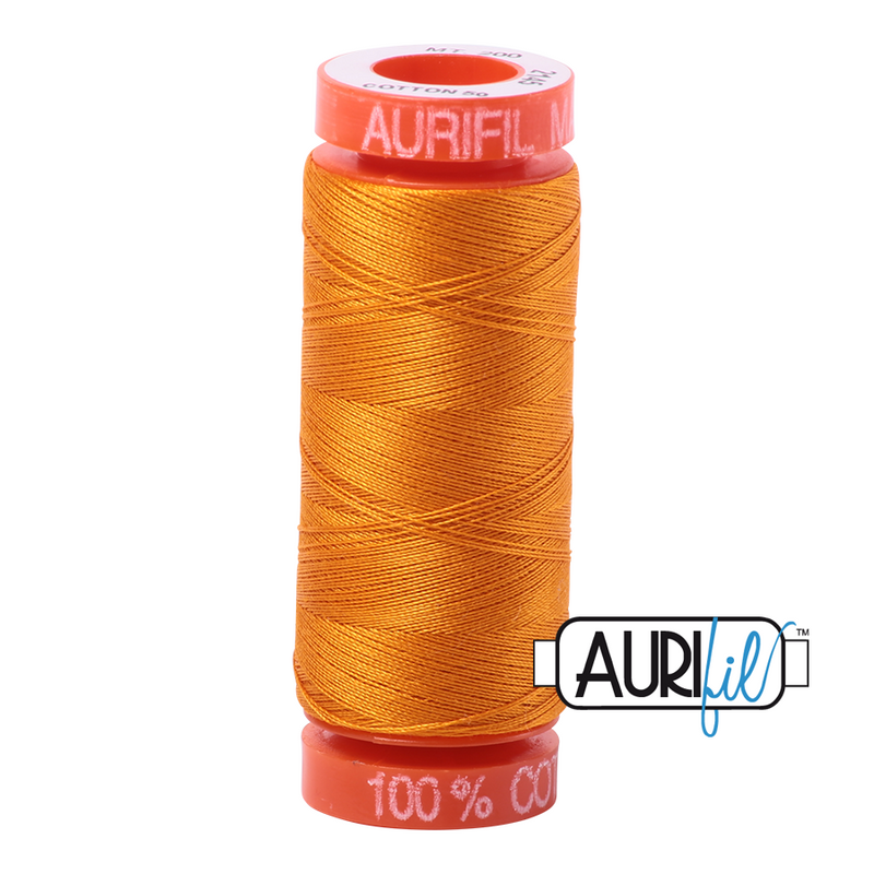 Aurifil Mako 50wt Cotton 200 m (220 yd.) spool - 2145 Yellow Orange