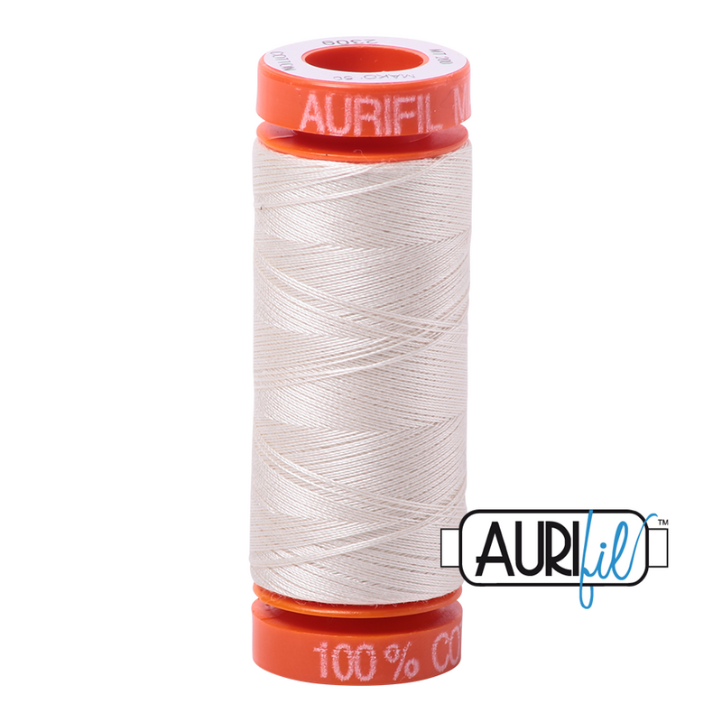 Aurifil Mako 50wt Cotton 200 m (220 yd.) spool - 2309 Silver White