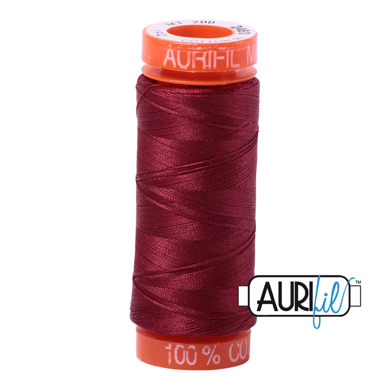 Aurifil Mako 50wt Cotton 200 m (220 yd.) spool - 2460 Dark Carmine Red