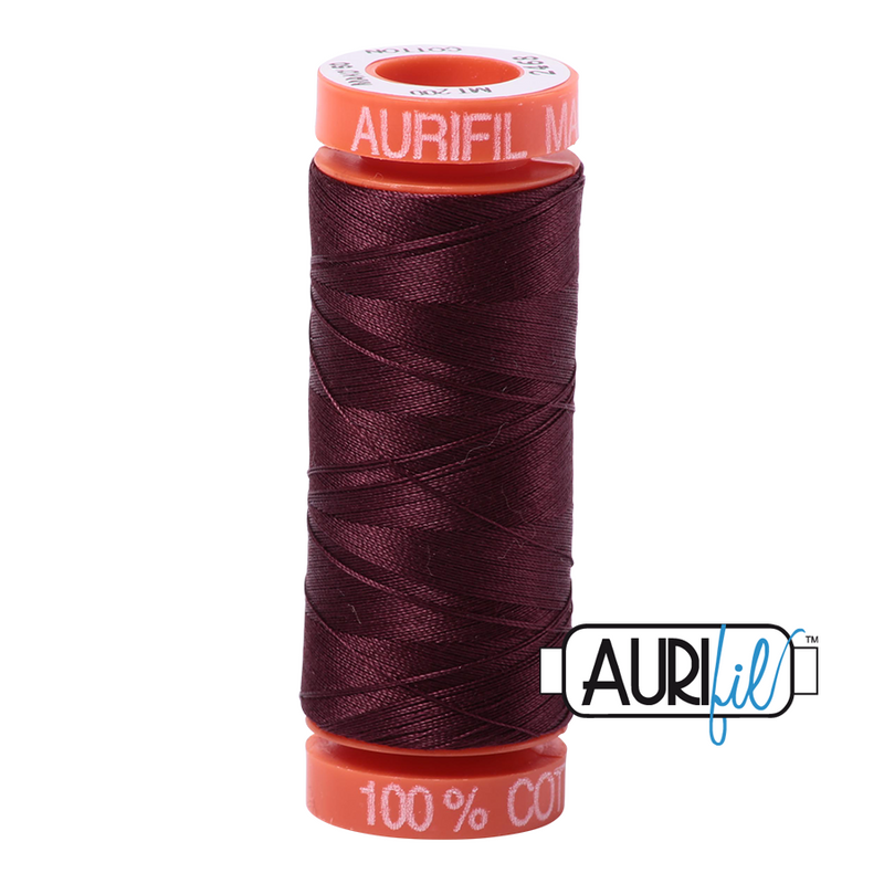 Aurifil Mako 50wt Cotton 200 m (220 yd.) spool - 2468 Dark Wine