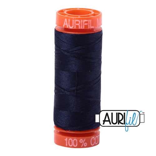 Aurifil Mako 50wt Cotton 200 m (220 yd.) spool - 2785 Very Dark Navy
