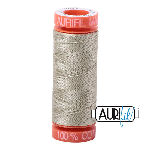 Aurifil Mako 50wt Cotton 200 m (220 yd.) spool - 5020 Light Military Green