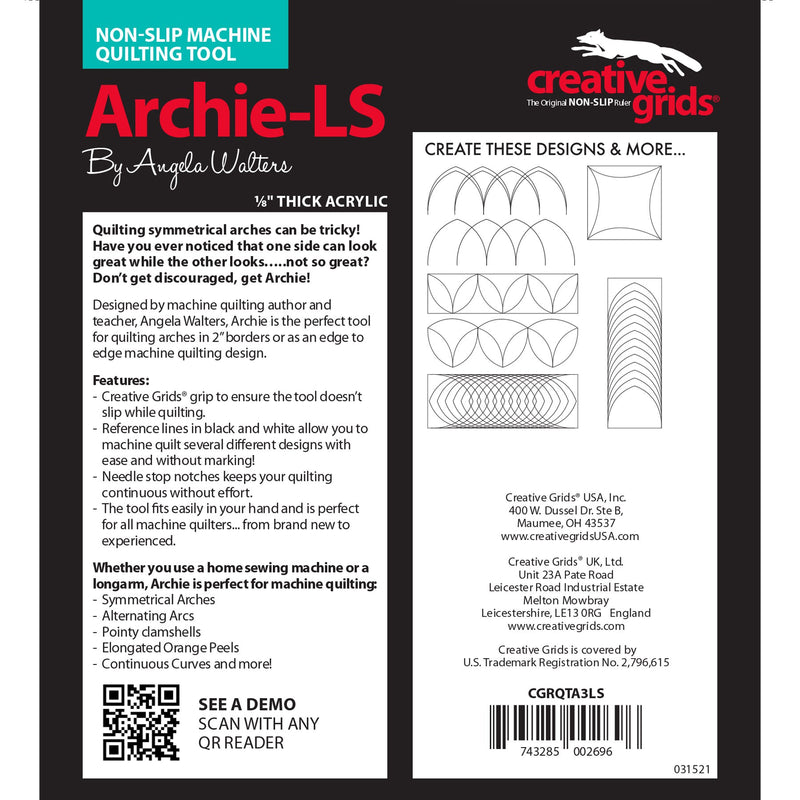 Creative Grids Machine Quilting Tool - Archie - Low Shank