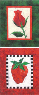 Garden Stars Mug Rug - Rose and Strawberry