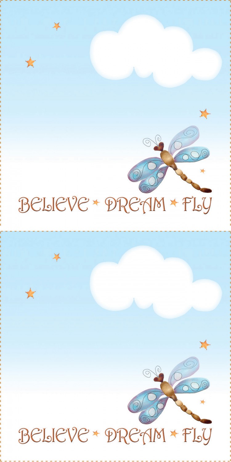 Quilt Labels - Believe Dream Fly - Dragonfly