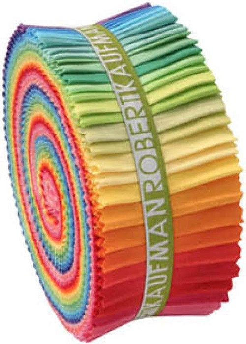 Kona Solids New Bright Palette Roll-Up 2½" Strip Roll RU-231-41 Robert Kaufman Fabrics