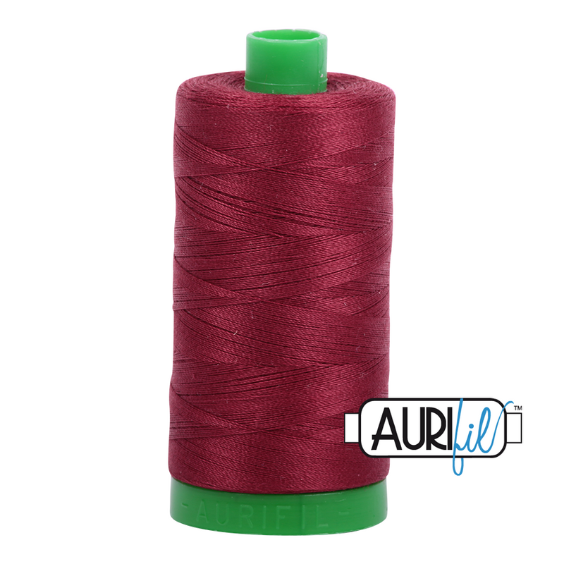 Aurifil Mako 40wt 2-ply Cotton 1000 m (1094 yd.) spool - 2460 Dark Carmine Red